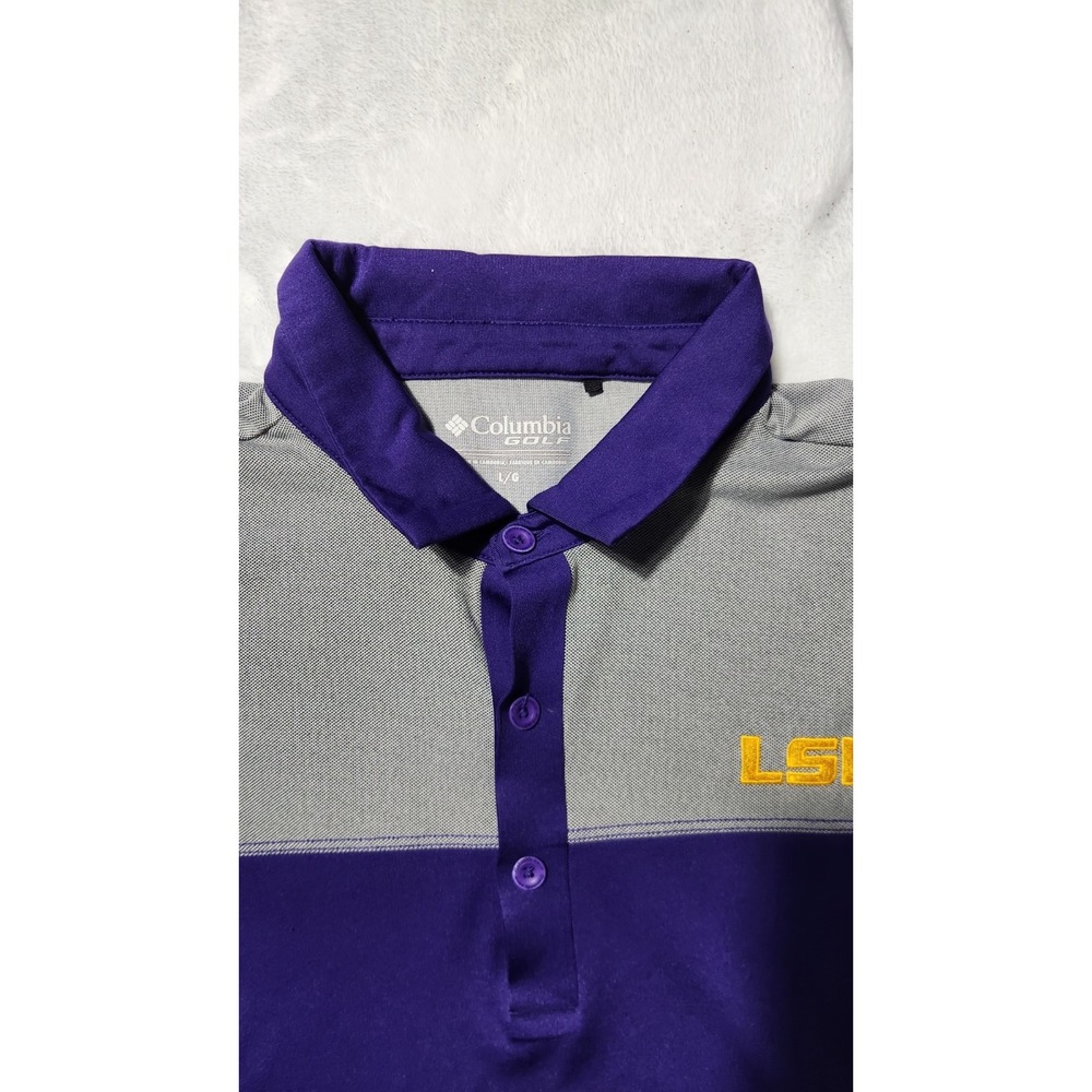 Columbia LSU Tigers Purple Omni-Wick Total Control Polo Men Size Large - Picture 4 of 7